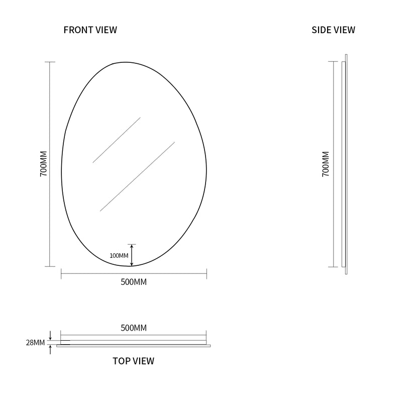 Indulge | Oblonga Touchless 500 x 700 Asymmetrical LED Mirror - Three Light Temperatures - Acqua Bathrooms