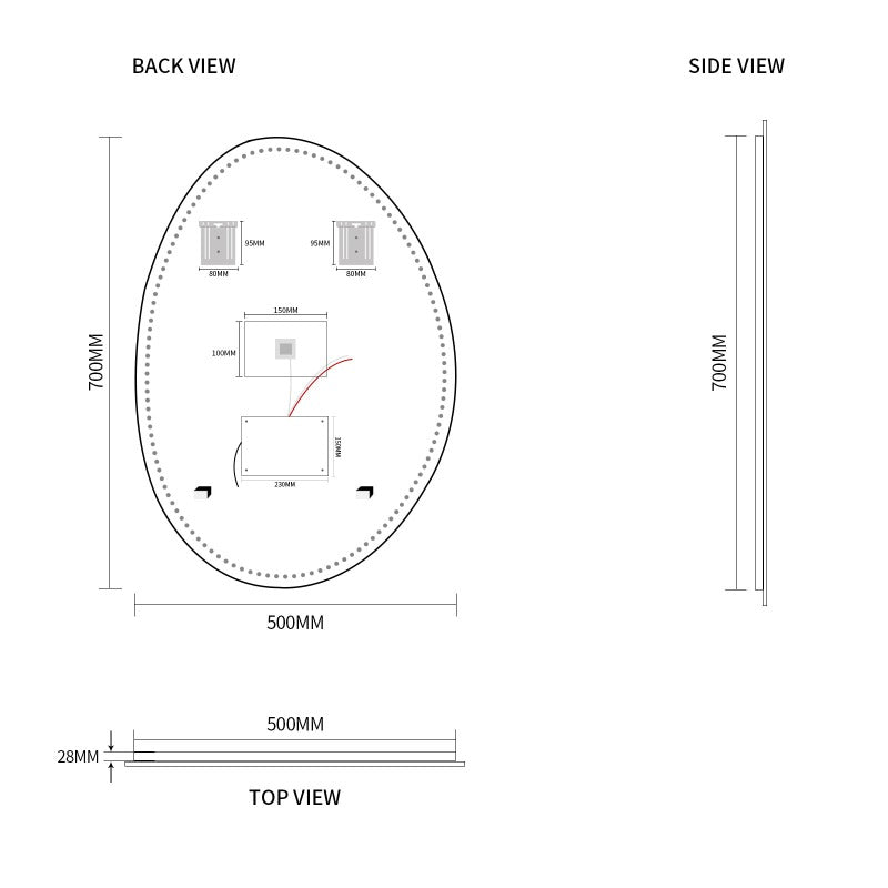 Indulge | Oblonga Touchless 500 x 700 Asymmetrical LED Mirror - Three Light Temperatures - Acqua Bathrooms