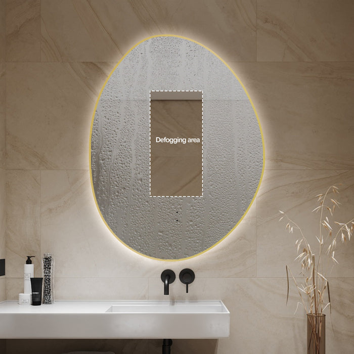 Oblonga Touchless 500 x 800 Brushed Gold Asymmetrical LED Mirror - Three Light Temperatures