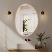 Oblonga Touchless 500 x 700 Asymmetrical LED Mirror - Three Light Temperatures - Acqua Bathrooms