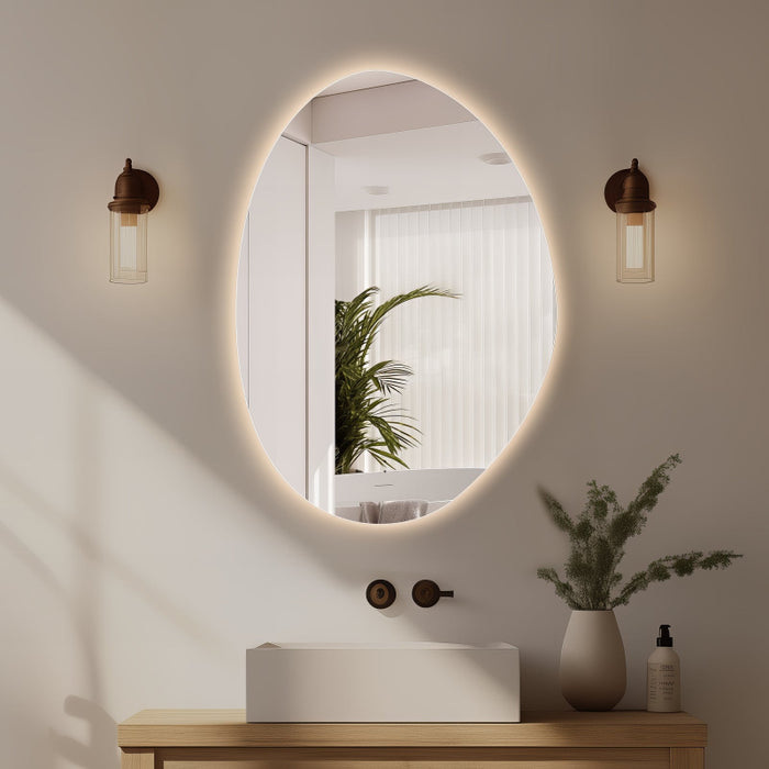 Oblonga Touchless 500 x 700 Asymmetrical LED Mirror - Three Light Temperatures - Acqua Bathrooms