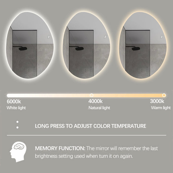 Indulge | Oblonga Touchless 500 x 700 Asymmetrical LED Mirror - Three Light Temperatures - Acqua Bathrooms