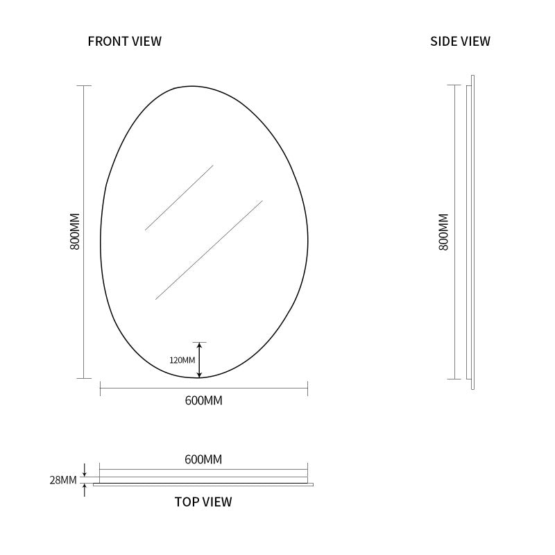 Indulge | Oblonga Touchless 600 x 800 Asymmetrical LED Mirror - Three Light Temperatures - Acqua Bathrooms