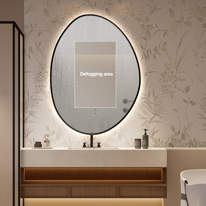 Oblonga Touchless 600 x 800 Matte Black Asymmetrical LED Mirror - Three Light Temperatures