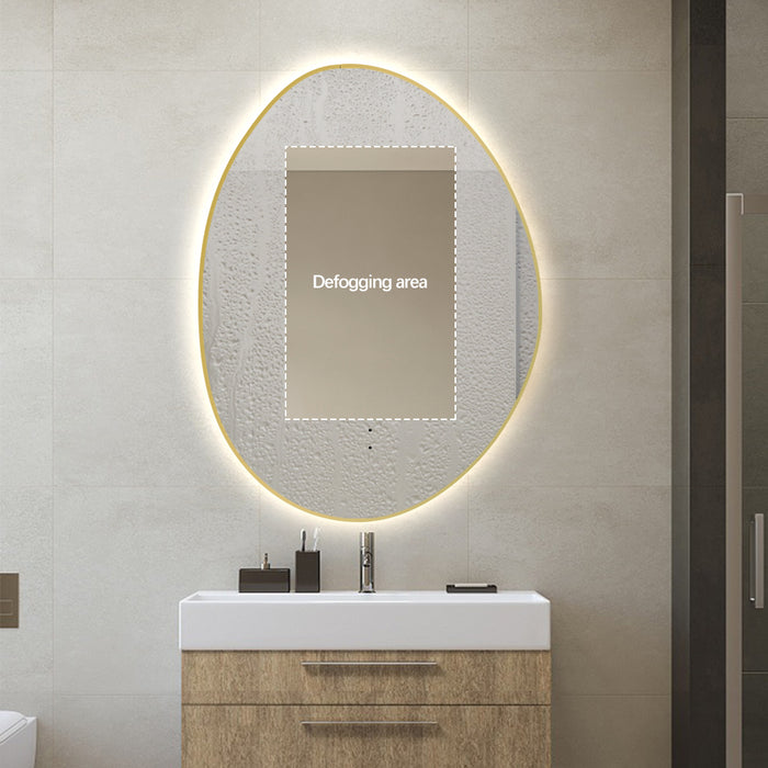 Oblonga Touchless 600 x 800 Brushed Gold Asymmetrical LED Mirror - Three Light Temperatures