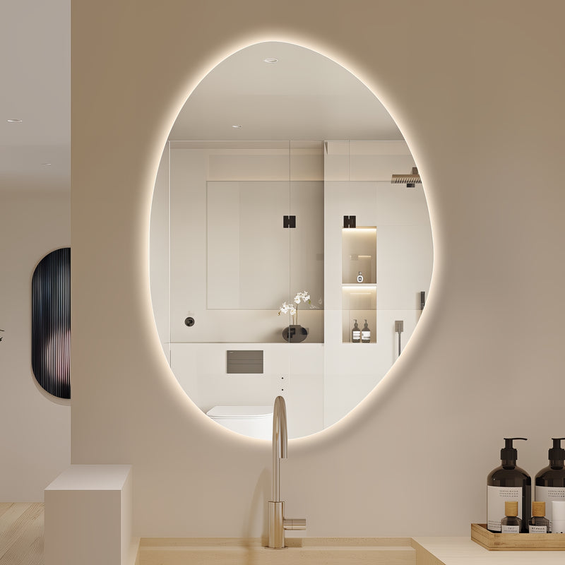 Oblonga Touchless 600 x 800 Asymmetrical LED Mirror - Three Light Temperatures - Acqua Bathrooms
