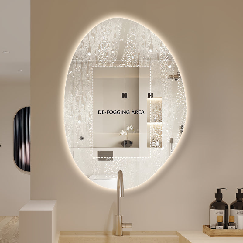 Oblonga Touchless 600 x 800 Asymmetrical LED Mirror - Three Light Temperatures - Acqua Bathrooms