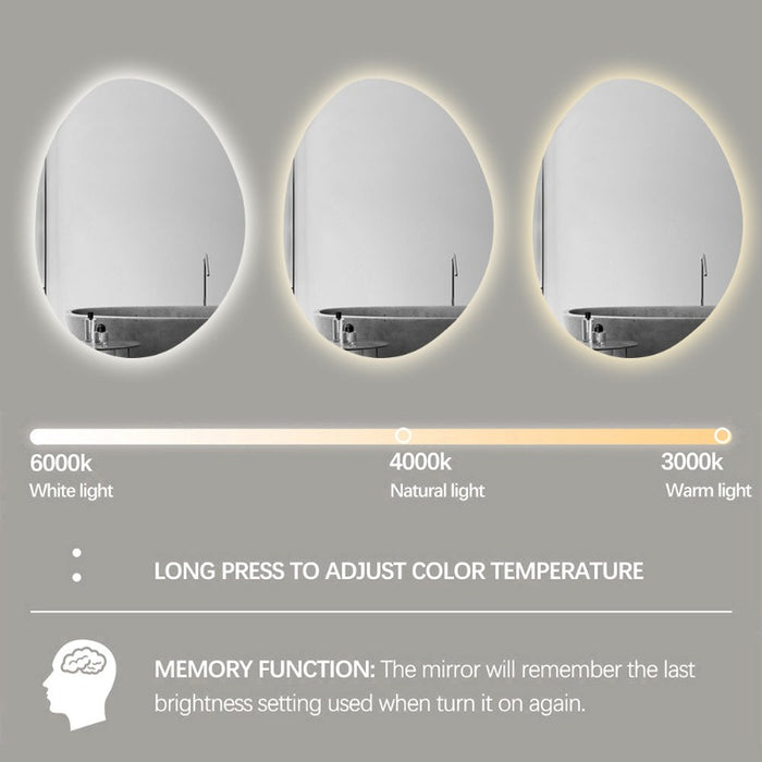 Indulge | Oblonga Touchless 600 x 800 Asymmetrical LED Mirror - Three Light Temperatures - Acqua Bathrooms
