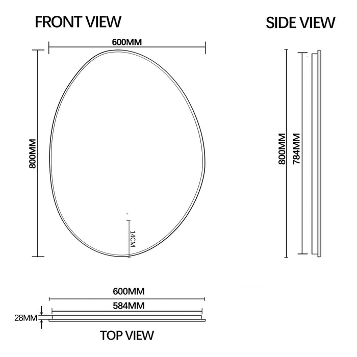 Oblonga Touchless 600 x 800 Brushed Gold Asymmetrical LED Mirror - Three Light Temperatures