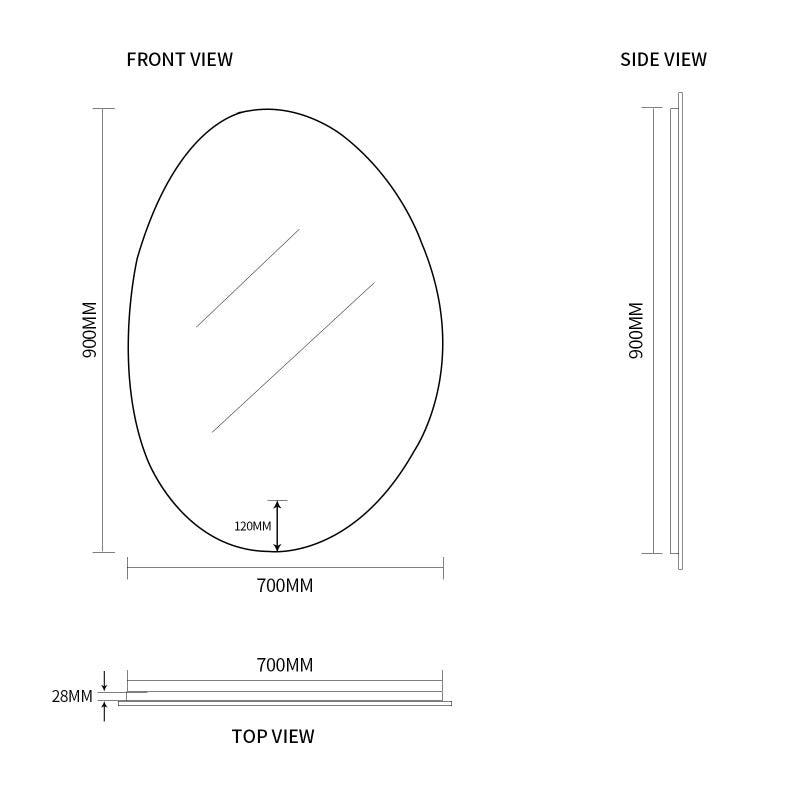Indulge | Oblonga Touchless 700 x 900 Asymmetrical LED Mirror - Three Light Temperatures - Acqua Bathrooms
