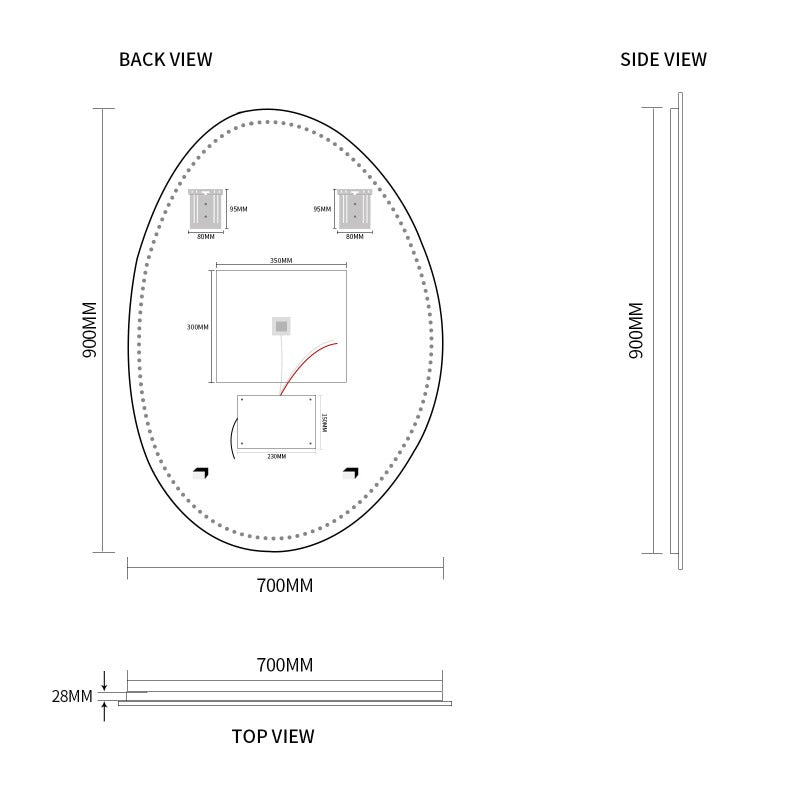 Indulge | Oblonga Touchless 700 x 900 Asymmetrical LED Mirror - Three Light Temperatures - Acqua Bathrooms