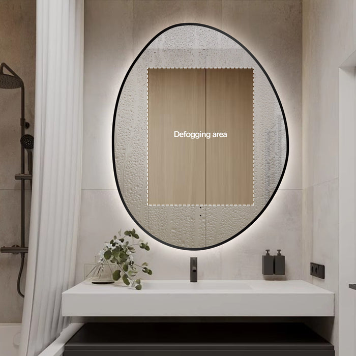 Oblonga Touchless 700 x 900 Matte Black Asymmetrical LED Mirror - Three Light Temperatures