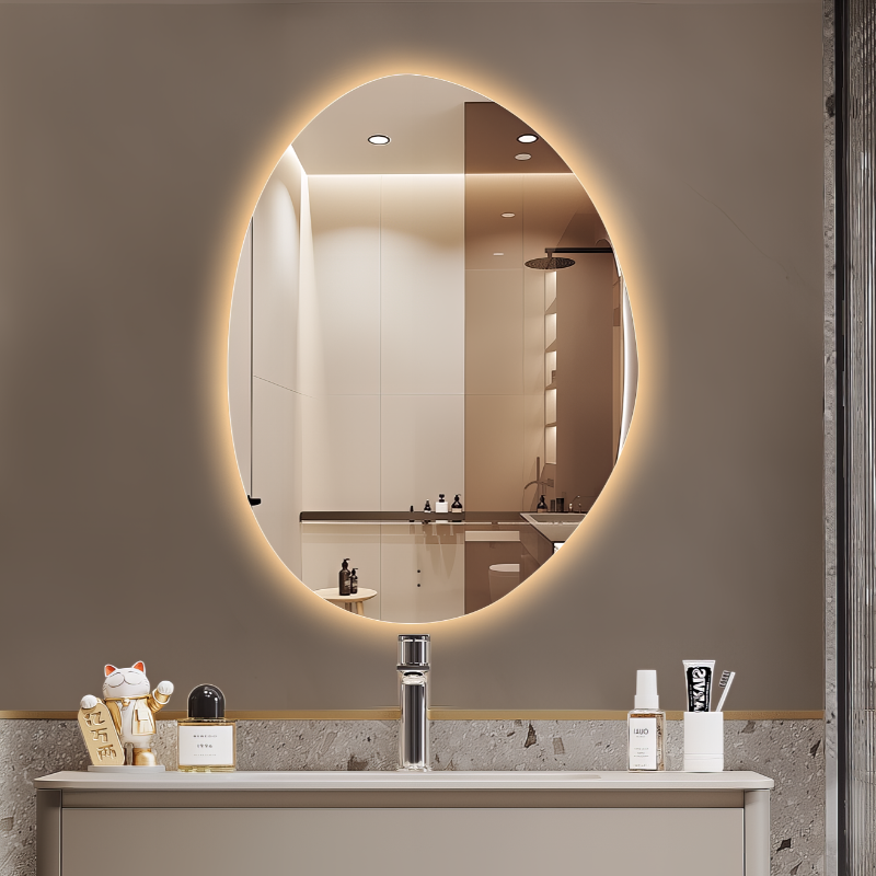 Oblonga Touchless 700 x 900 Asymmetrical LED Mirror - Three Light Temperatures - Acqua Bathrooms
