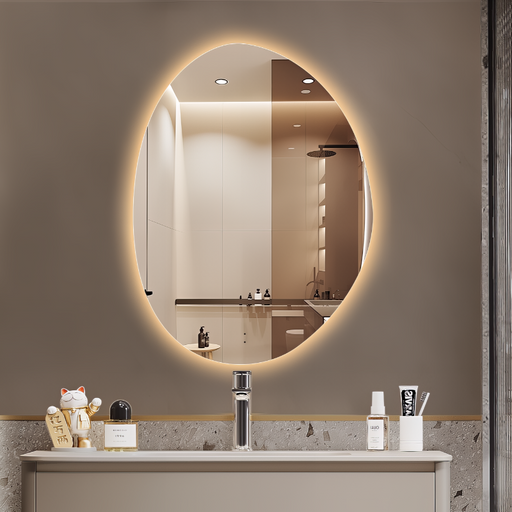Oblonga Touchless 700 x 900 Asymmetrical LED Mirror - Three Light Temperatures - Acqua Bathrooms