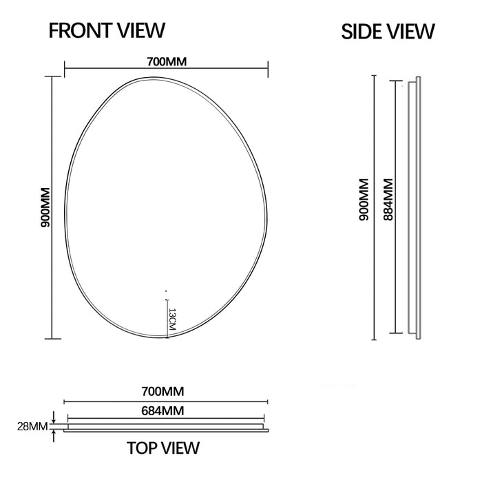 Oblonga Touchless 700 x 900 Brushed Gold Asymmetrical LED Mirror - Three Light Temperatures