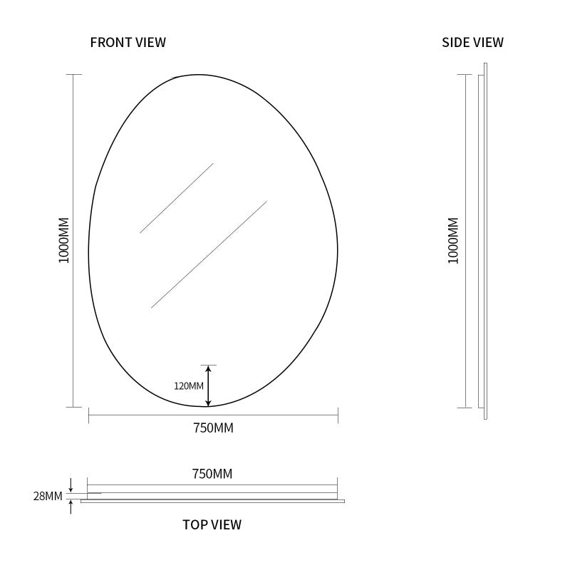 Indulge | Oblonga Touchless 750 x 1000 Asymmetrical LED Mirror - Three Light Temperatures - Acqua Bathrooms
