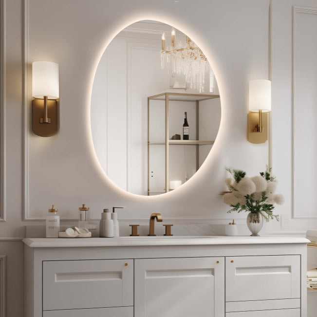 Oblonga Touchless 750 x 1000 Asymmetrical LED Mirror - Three Light Temperatures - Acqua Bathrooms