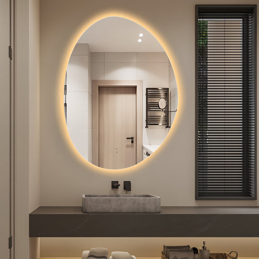 Oblonga Touchless 750 x 1000 Asymmetrical LED Mirror - Three Light Temperatures - Acqua Bathrooms