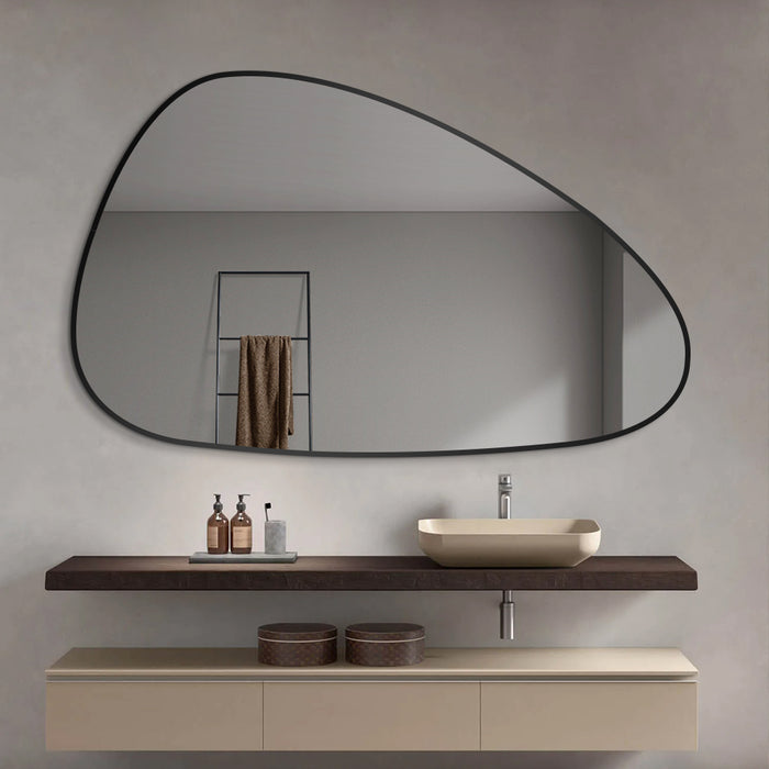 Oblonga 1200 x 750 Asymmetrical Matte Black Framed Mirror