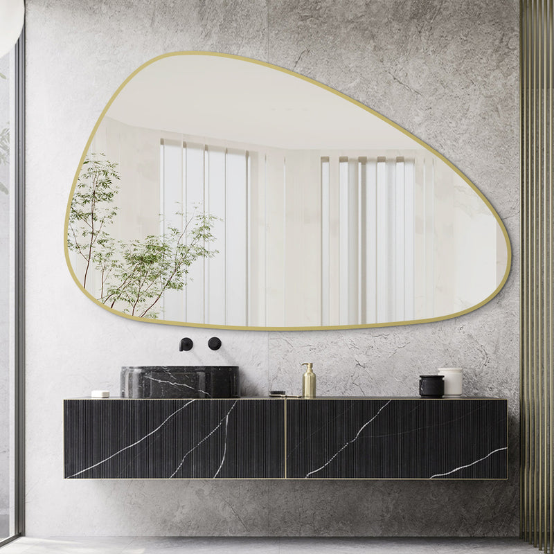 Oblonga 1200 x 750 Asymmetrical Brushed Gold Framed Mirror