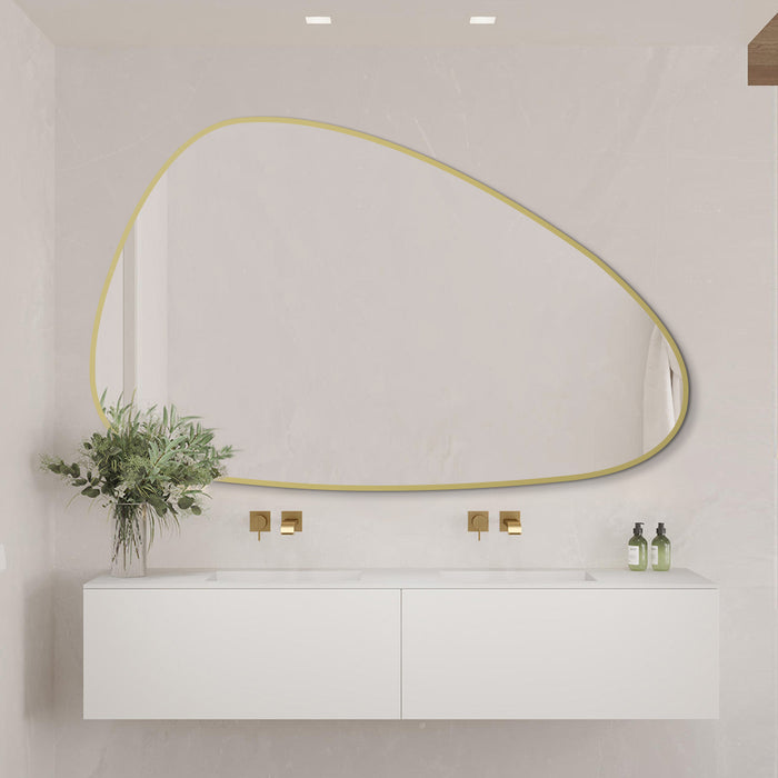 Oblonga 1200 x 750 Asymmetrical Brushed Gold Framed Mirror