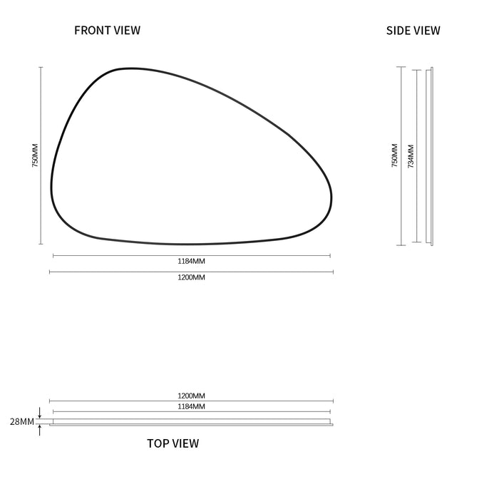 Oblonga 1200 x 750 Asymmetrical Brushed Gold Framed Mirror