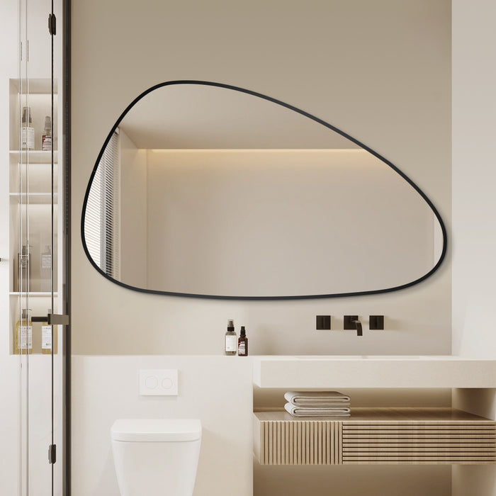 Oblonga 1500 x 900 Asymmetrical Matte Black Framed Mirror