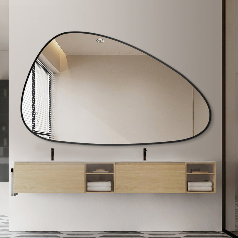 Oblonga 1500 x 900 Asymmetrical Matte Black Framed Mirror