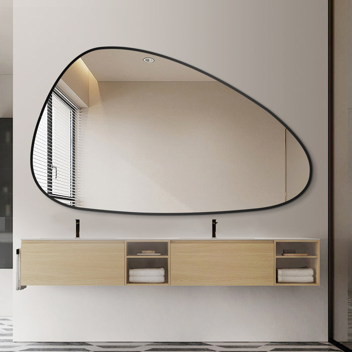 Oblonga 1500 x 900 Asymmetrical Matte Black Framed Mirror