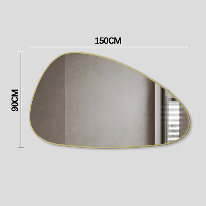 Oblonga 1500 x 900 Asymmetrical Brushed Gold Framed Mirror
