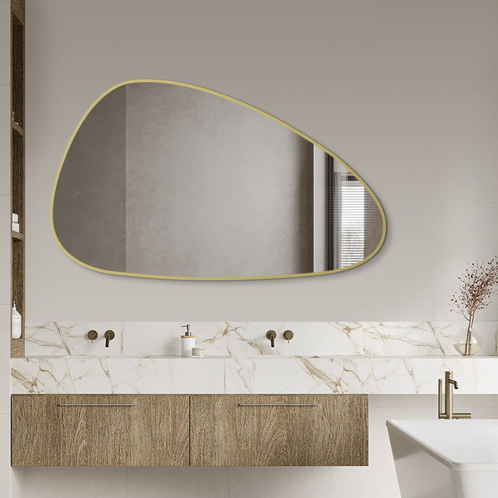 Oblonga 1500 x 900 Asymmetrical Brushed Gold Framed Mirror