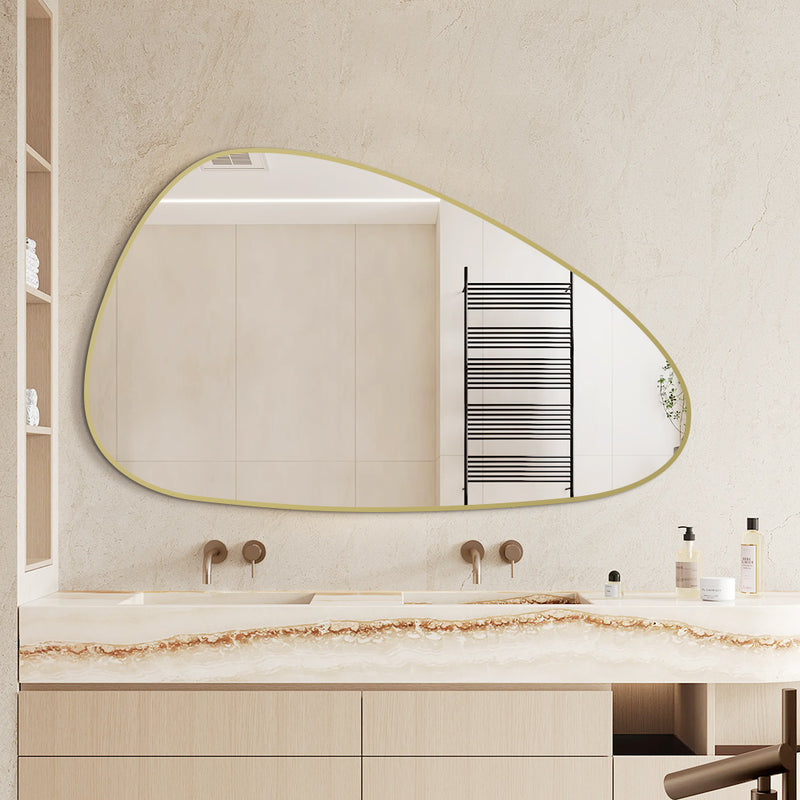 Oblonga 1500 x 900 Asymmetrical Brushed Gold Framed Mirror