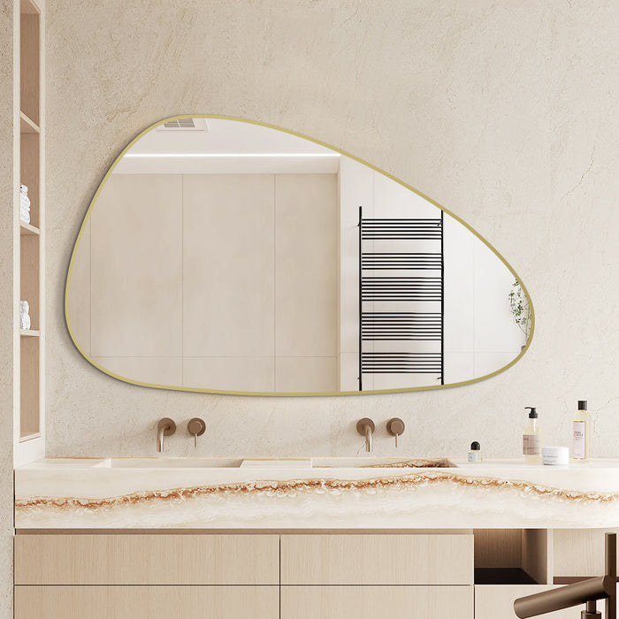 Oblonga 1500 x 900 Asymmetrical Brushed Gold Framed Mirror