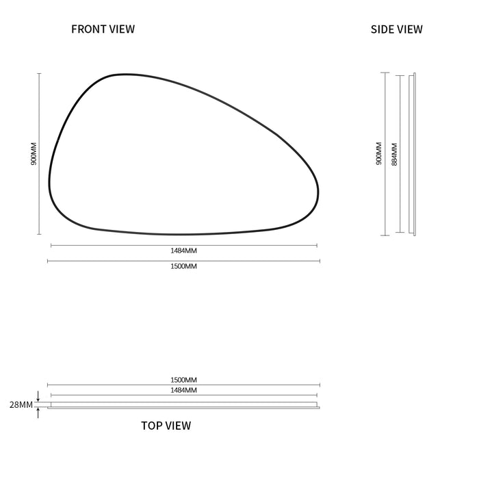 Oblonga 1500 x 900 Asymmetrical Matte Black Framed Mirror