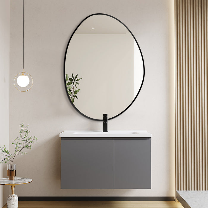 Oblonga 600 x 800 Asymmetrical Matte Black Framed Mirror