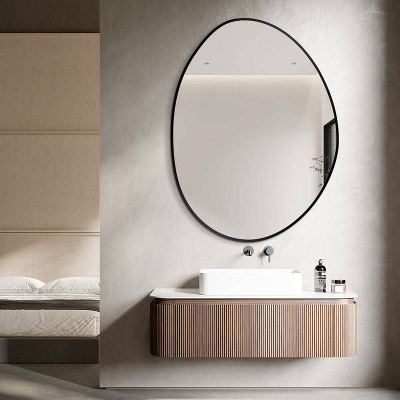 Oblonga 600 x 800 Asymmetrical Matte Black Framed Mirror