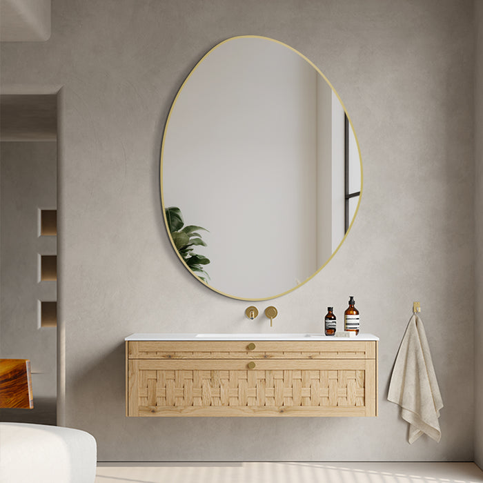 Oblonga 600 x 800 Asymmetrical Brushed Gold Framed Mirror