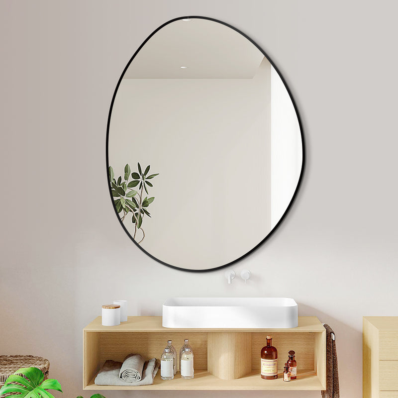 Oblonga 700 x 900 Asymmetrical Matte Black Framed Mirror