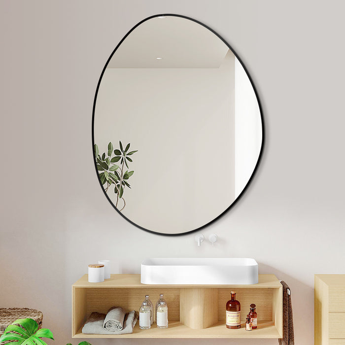 Oblonga 700 x 900 Asymmetrical Matte Black Framed Mirror