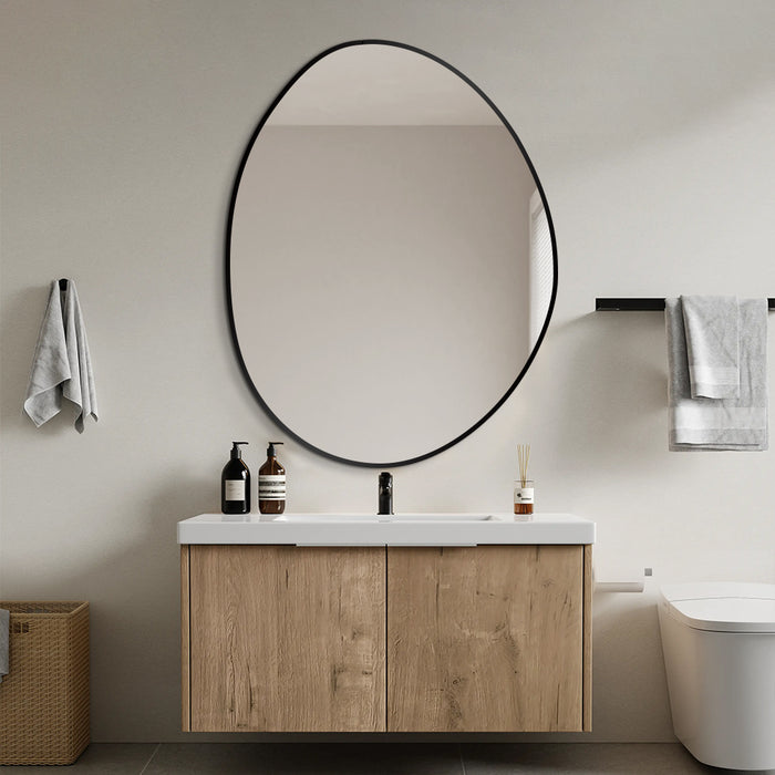 Oblonga 700 x 900 Asymmetrical Matte Black Framed Mirror
