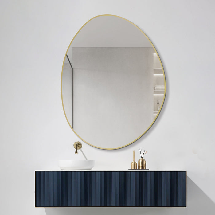 Oblonga 700 x 900 Asymmetrical Brushed Gold Framed Mirror