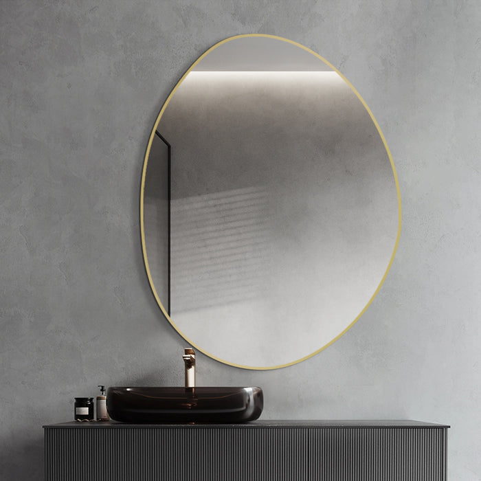 Oblonga 700 x 900 Asymmetrical Brushed Gold Framed Mirror
