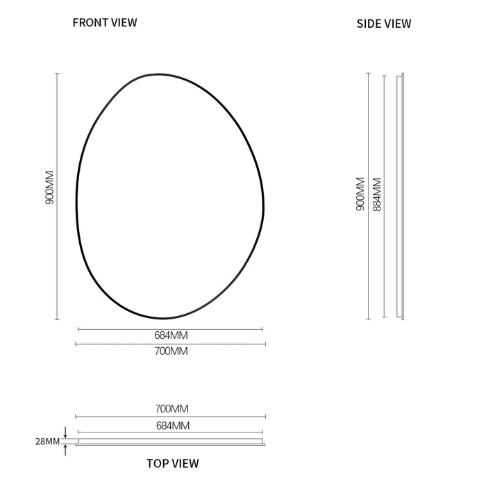 Oblonga 700 x 900 Asymmetrical Brushed Gold Framed Mirror