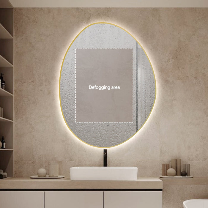 Oblonga Touchless 700 x 900 Brushed Gold Asymmetrical LED Mirror - Three Light Temperatures