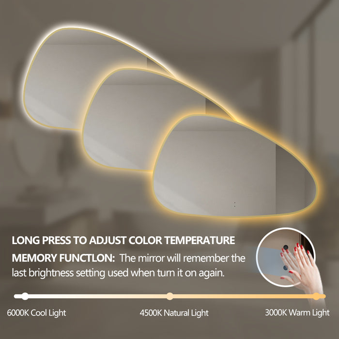 Oblonga Touchless 1500 x 800 Brushed Gold Asymmetrical LED Mirror - Three Light Temperatures