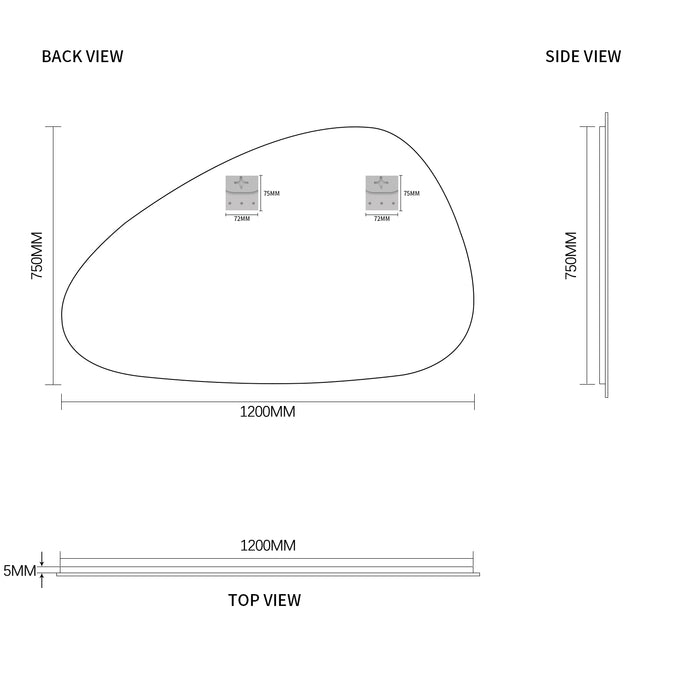 Oblonga 1200 x 750 Asymmetrical Polished Edge Mirror
