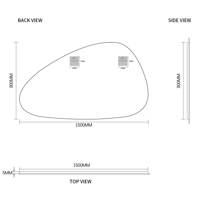 Oblonga 1500 x 900 Asymmetrical Polished Edge Mirror