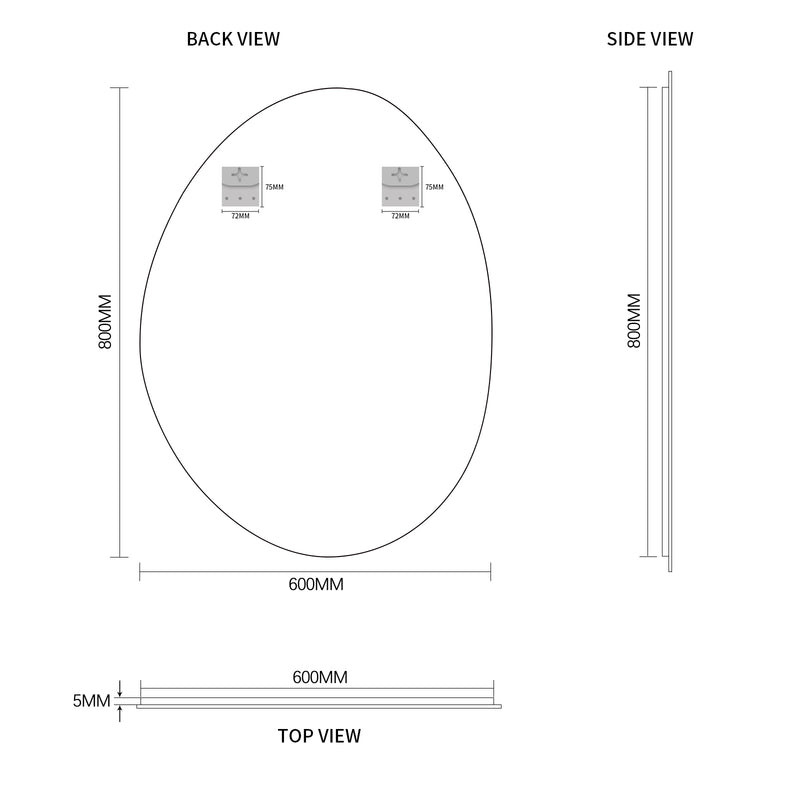 Oblonga 600 x 800 Asymmetrical Polished Edge Mirror