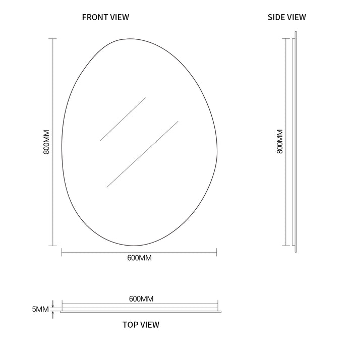 Oblonga 600 x 800 Asymmetrical Polished Edge Mirror