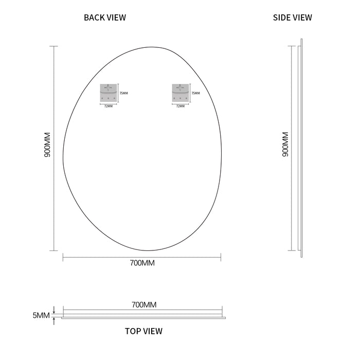 Oblonga 700 x 900 Asymmetrical Polished Edge Mirror